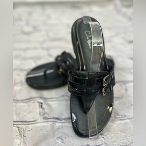 Cole Haan Nike Air Black Leather Buckle Sandals – Women’s Size‎ 8